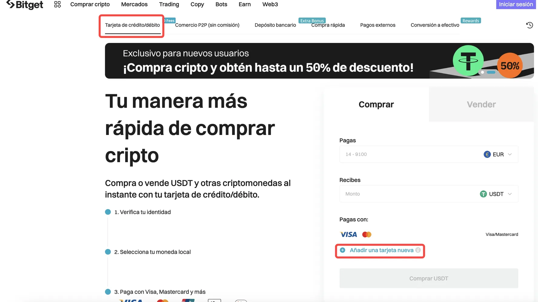 Enter the bank card details to complete your payment on Bitget Website image 1