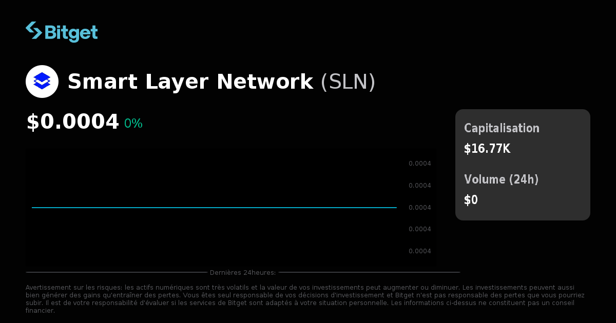 Prix de Smart Layer Network en USD, graphique SLN, capitalisation et ...