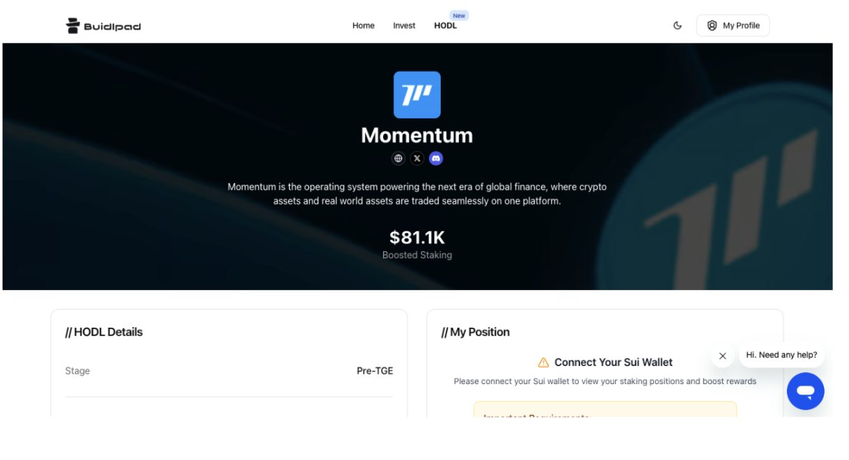 Momentum nakipagtulungan sa BuidlPad upang ilunsad ang HODL earning event, na may pinakamataas na taunang kita na maaaring umabot ng 155% image 2