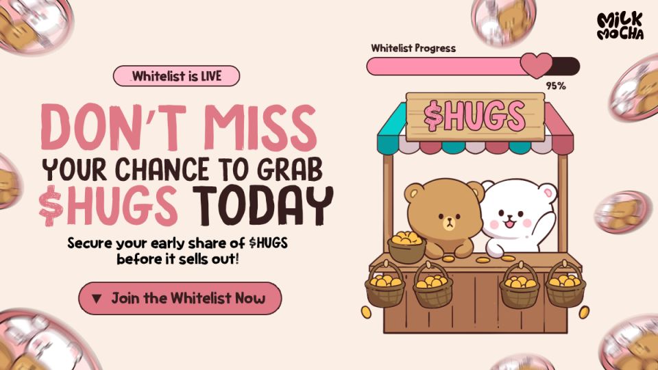 Don’t get locked in. The $HUGS flexible staking system offers true freedom. Get on the whitelist before it closes.