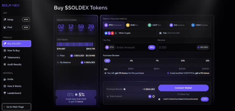 Solanex Berhasil Mengumpulkan US$800.000 di Tahap Presale SOLDEX image 0