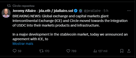 Circle assina acordo para implementar USDC na Bolsa de Valores dos EUA image 1