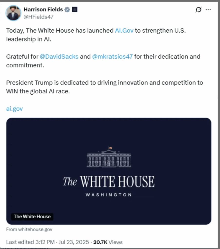 Las 3 criptomonedas de IA que hay que vigilar mientras la Casa Blanca respalda la expansión de la IA image 0