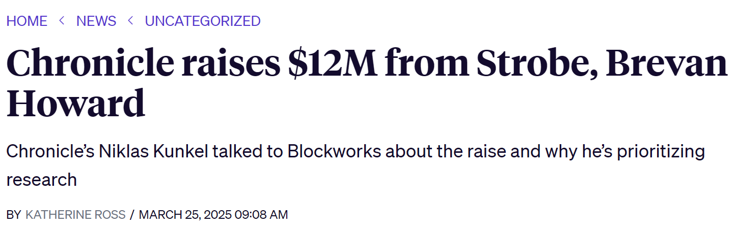 Web3 早报:贝莱德代币化基金 BUIDL 将扩展至 Solana、Asia Web3 Alliance Japan 提议美日合作推动代币化经济与 Web3 创新、预言机服务 Chronicle 完成 1200 万美元种子轮融资,Strobe 领投 image 7