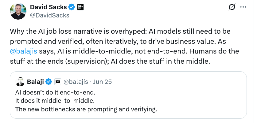 Trump’s crypto-AI tsar David Sacks: AI job loss is ‘overhyped’ image 0