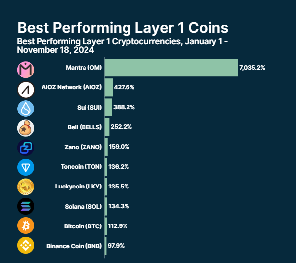 Die leistungsstärksten Layer-1-Netzwerke im Jahr 2024: CoinGecko-Bericht image 0