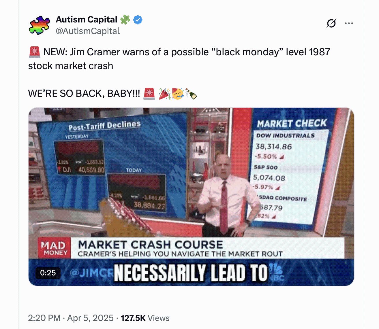 Mad Money’s Jim Cramer Warns of 1987-Style Market Crash Amid Tariff-Driven Volatility image 1