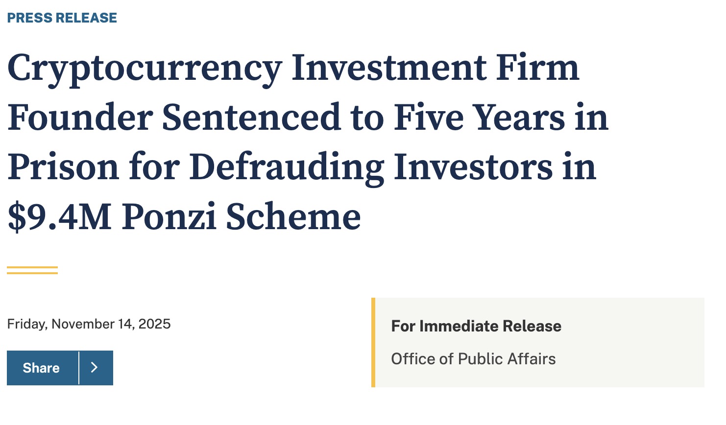 Il promettait des gains quotidiens : 5 ans de prison pour un Ponzi crypto à 9,4M$ image 1