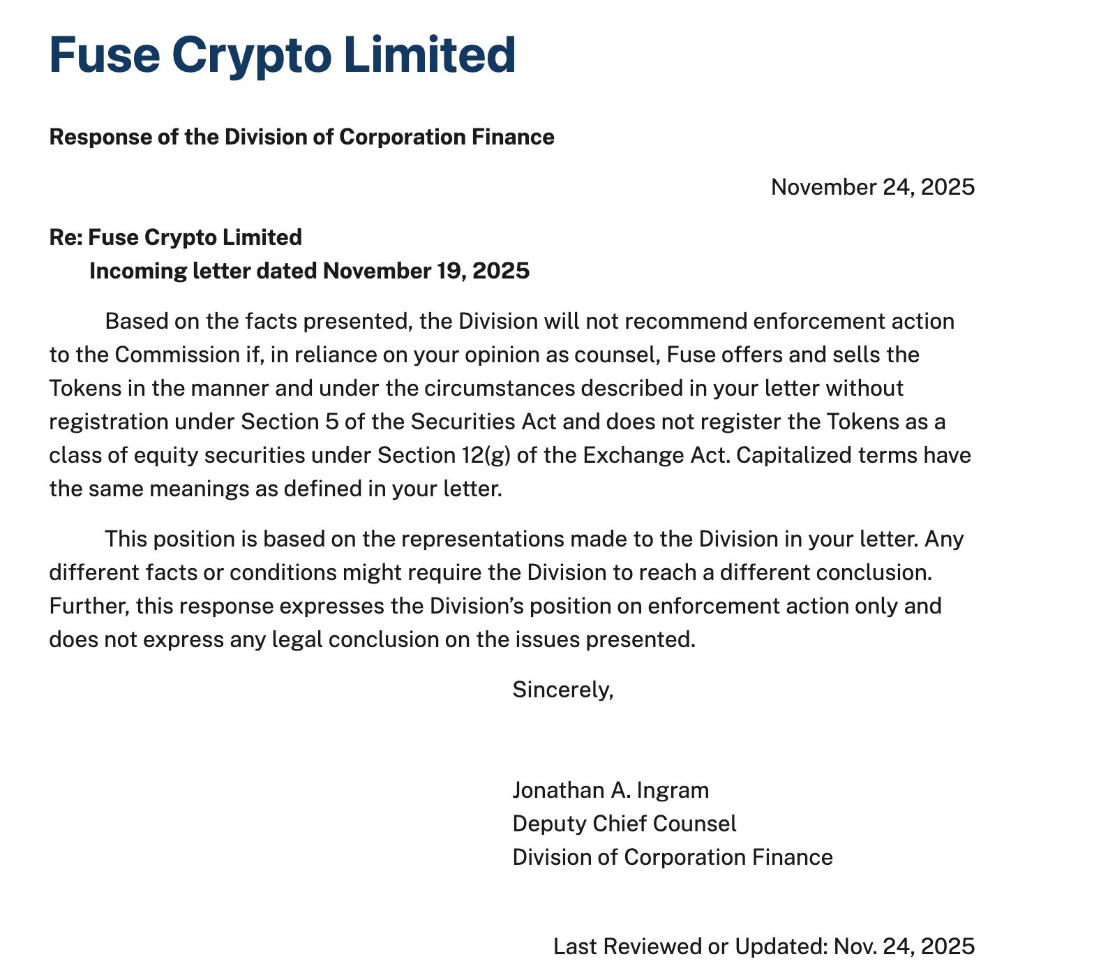 SEC выдала Fuse письмо о невмешательстве, что повысило регуляторную ясность в отношении стимулов для криптотокенов image 0