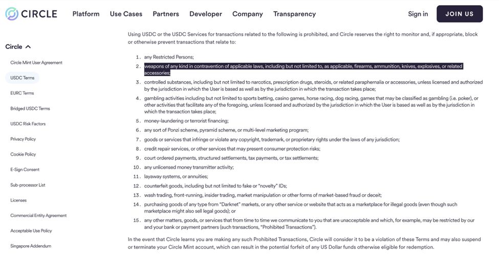 Circle AQSh Konstitutsiyasining Ikkinchi tuzatishiga bosim ostida so‘nggi USDC siyosatini yangiladi image 0