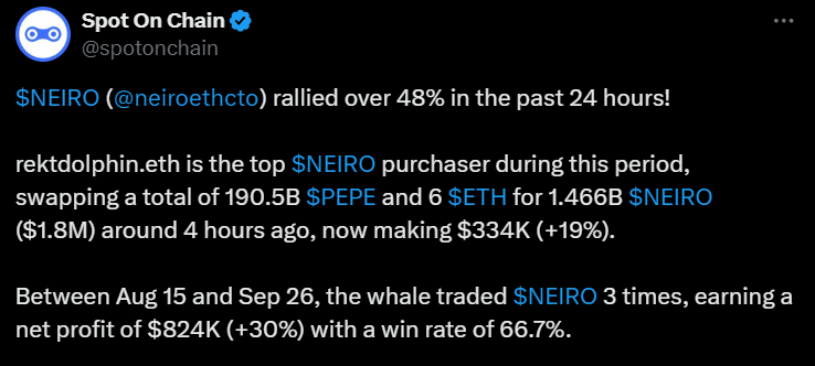 180万美元大手笔！NEIRO能否再上涨50%？ image 0