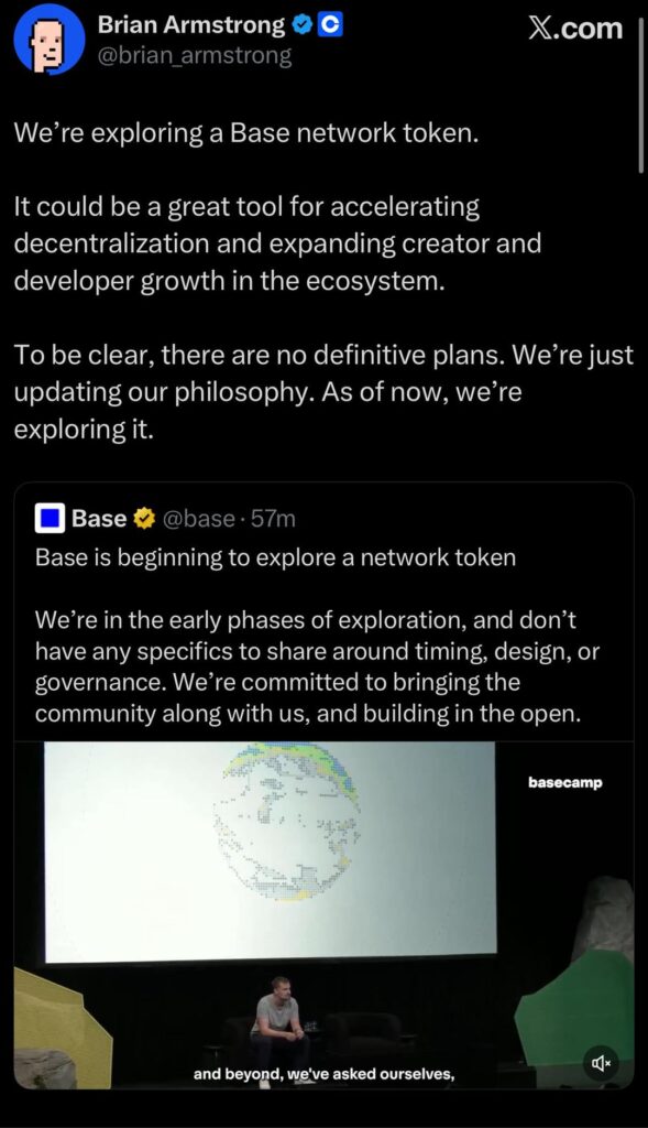 Rumeur confirmée : Base explore le lancement de son propre token image 2