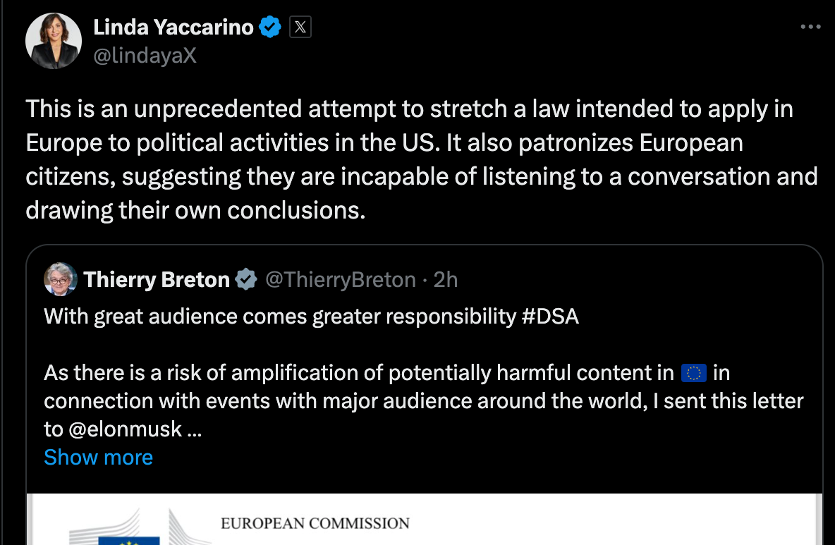 EU demands that Elon Musk censor Donald Trump in tonight’s interview image 1