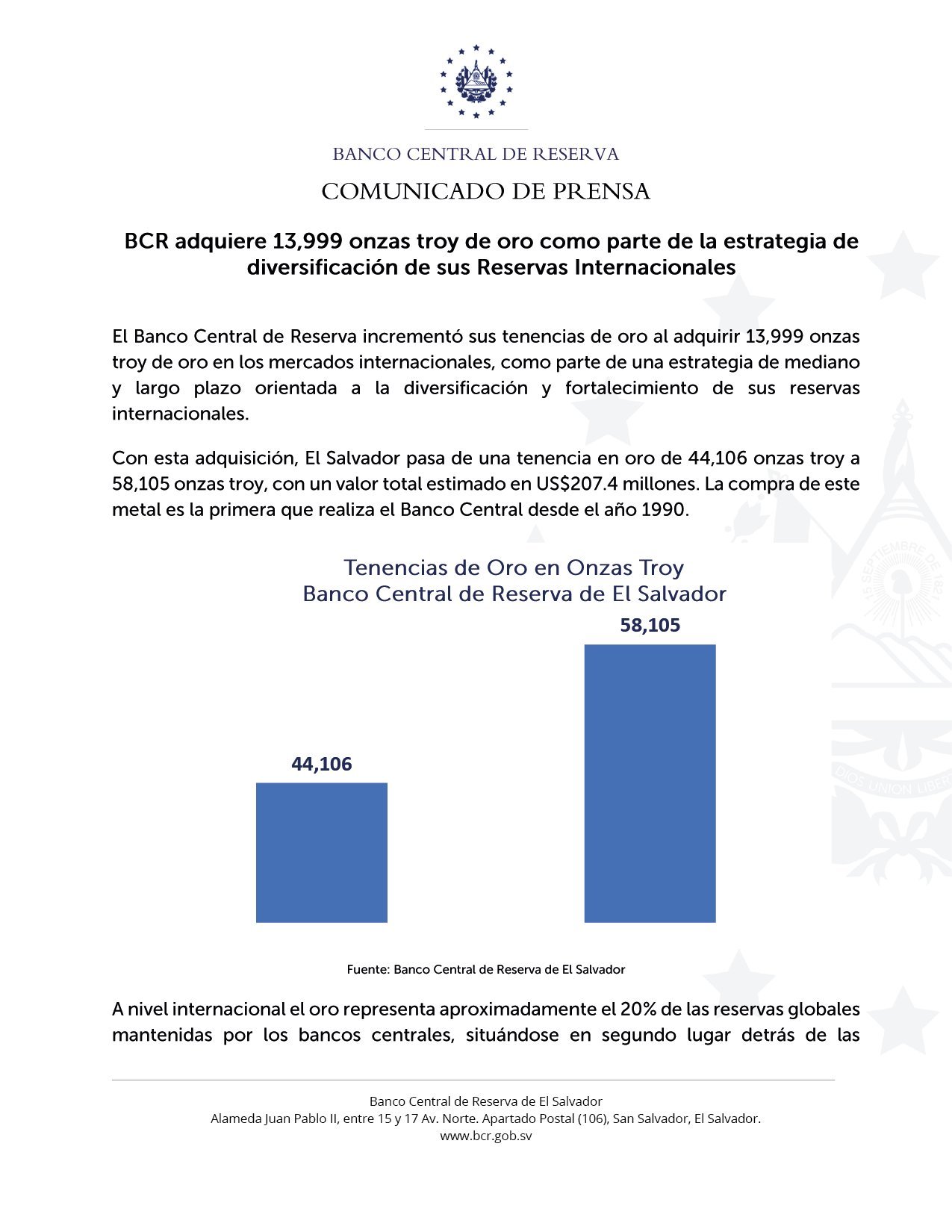 El Salvador acquires $50M in gold for the first time since 1990 as Bitcoin bet continues image 0