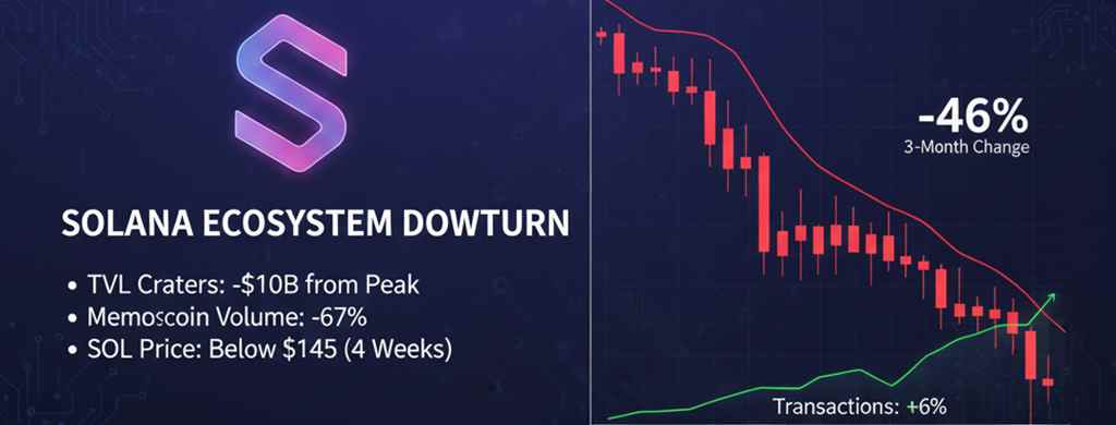 Solana Tropieza a Medida que el TVL Cae en Picado y la Manía de las Memecoins se Enfría