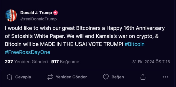 Former US President Donald Trump Posts About Bitcoin (BTC) image 1