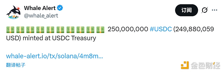 تم سك 250 مليون USDC في USDC Treasury