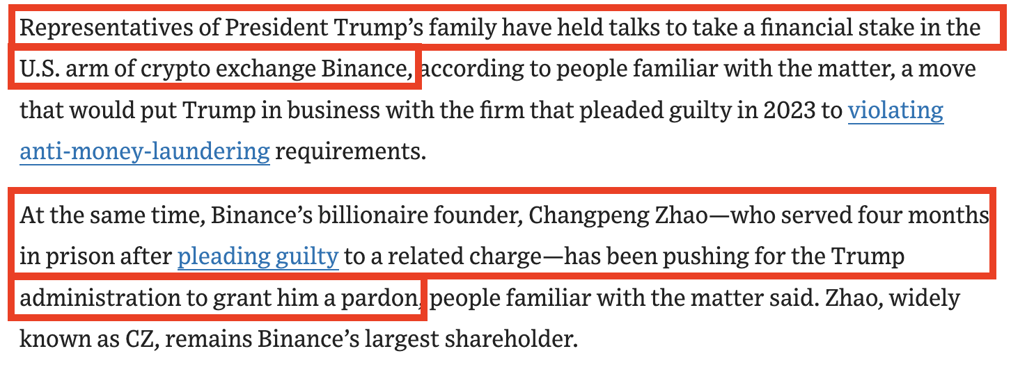 WSJ: Trump May Invest in Binance.US and Officially Pardon CZ image 0