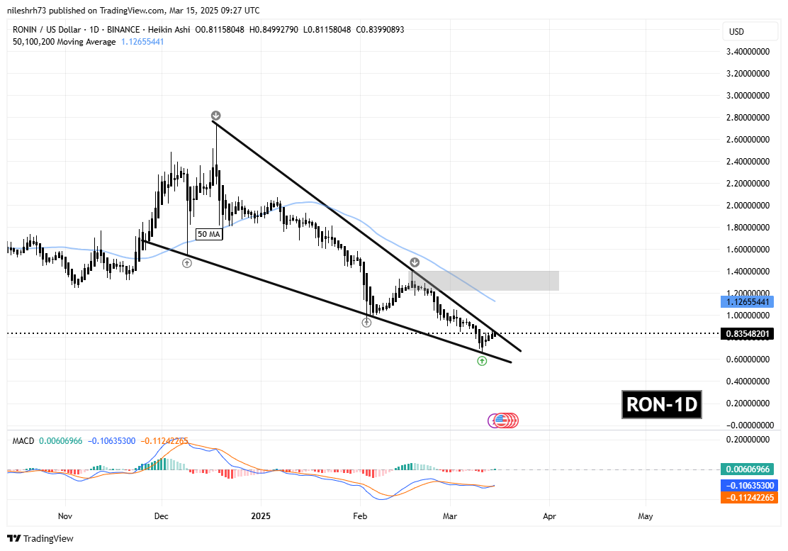 AXS and RON Near Key Resistance – Could a Falling Wedge Breakout Spark Recovery? image 2