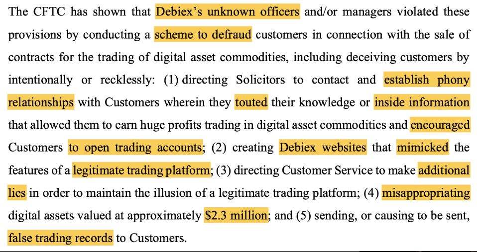 Crypto platform Debiex must pay $2.5M in CFTC ‘pig butchering’ case image 0