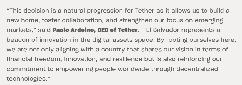 Tether Pindahkan Kantor Pusatnya ke El SalvadorFokus pada Inovasi dan Pasar BerkembangEl Salvador Sebagai Pusat Inovasi image 1