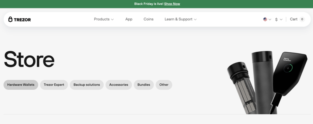Profitez des wallets cryptos Trezor à moindre prix durant le Black Friday 2024 image 1