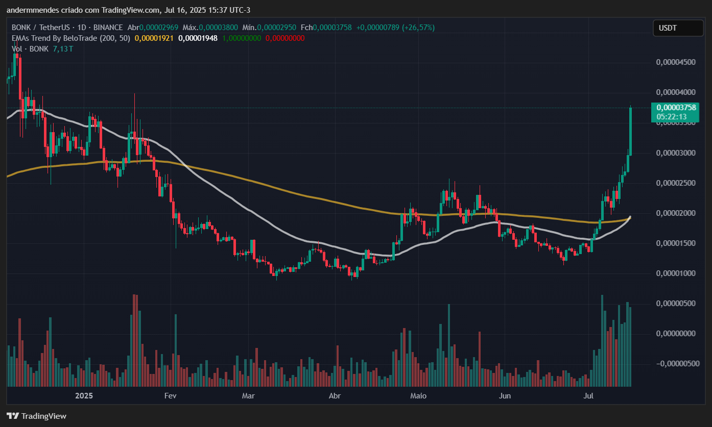 Bonk dispara y lidera el mercado: ¿el precio puede llegar a 0,000058 USD? image 1