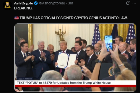 Trump firma la primera ley federal sobre criptomonedas en EE.UU. en una victoria histórica para el sector image 1