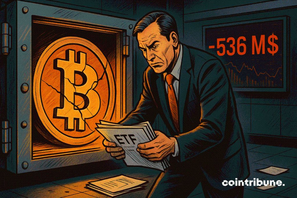 Bitcoin sous pression : Les ETF enregistrent une sortie record de 536 M$ image 1