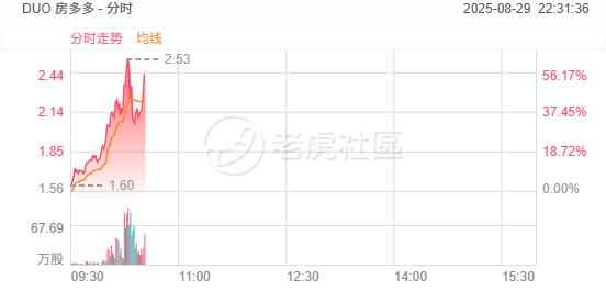 房多多盘中飙升超60%，上半年收入增长45.3% image 0