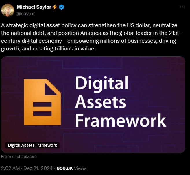 Michael Saylor Usulkan Strategi US$81 Triliun untuk ASKerangka Regulasi Digital yang Mendukung InovasiProyeksi Pasar Digital dan BitcoinAS dan Masa D image 0