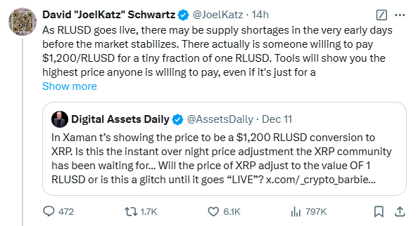Ripple’s RLUSD Launch Could See Price Swings, Warns CTO image 1