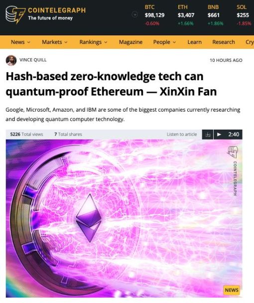 Die von Dr. Xinxin Fan, Forschungsleiter bei IoTeX, verfasste Arbeit zur Quanten-Sicherheit wurde mit dem Best Paper Award der ICBC ausgezeichnet und wird zuerst im IoTeX-Blockchain-Netzwerk angewendet. image 1