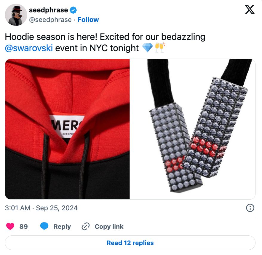 mmERCH 推出与 Seedphrase、施华洛世奇水晶和 Claire Silver 合作的生成式连帽衫 image 7