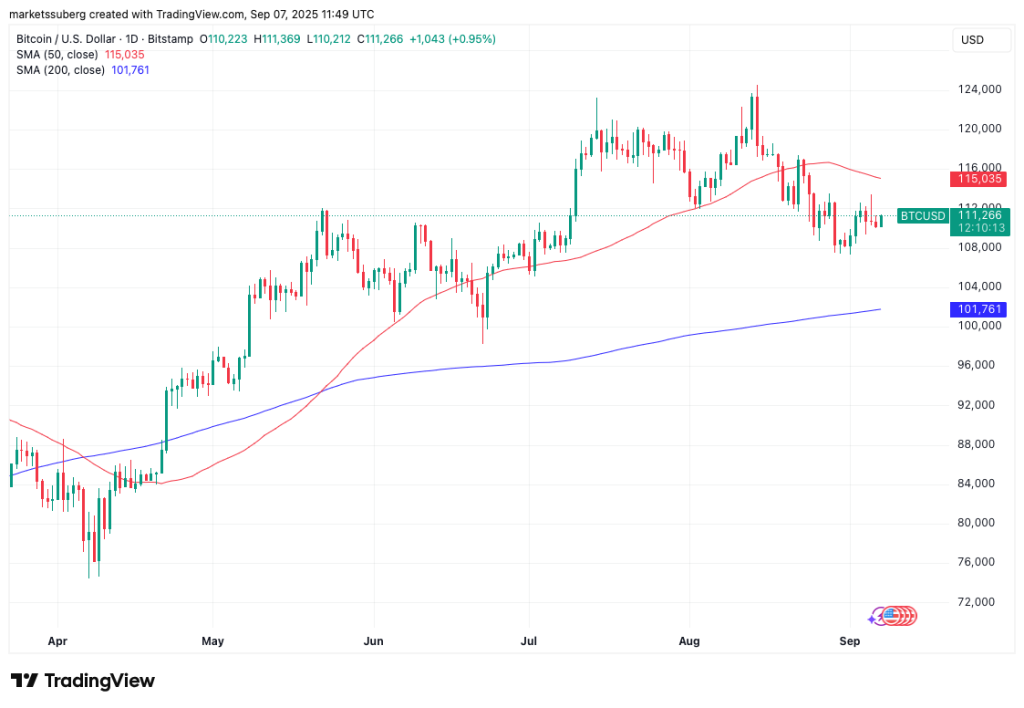 Bitcoin à 111 300 $ : pourquoi une correction de 10 % serait le pire scénario ? image 1