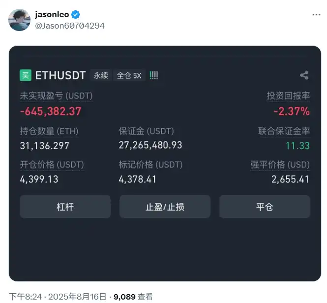 Cá voi "đặt ra 10 mục tiêu chính đầu tiên" để mua Ethereum, với mức lỗ hiện tại vượt quá 640.000 đô la