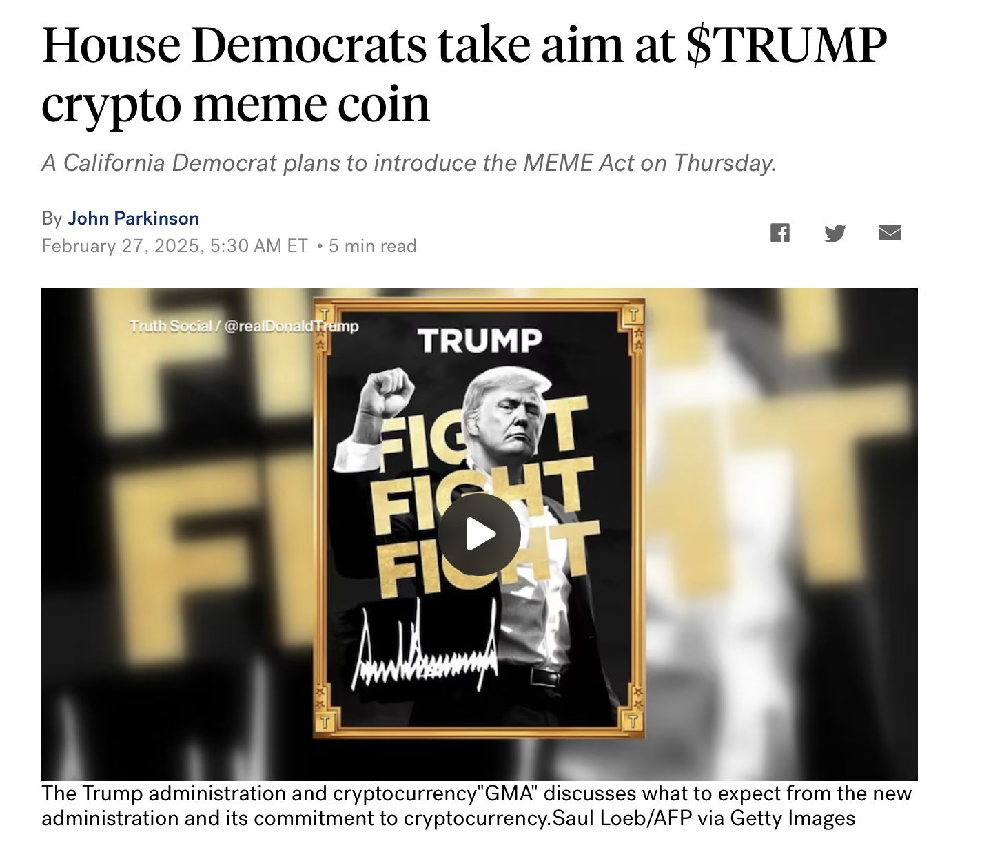 Memecoins como TRUMP e LIBRA podem ser proibidas para políticos nos EUA image 1
