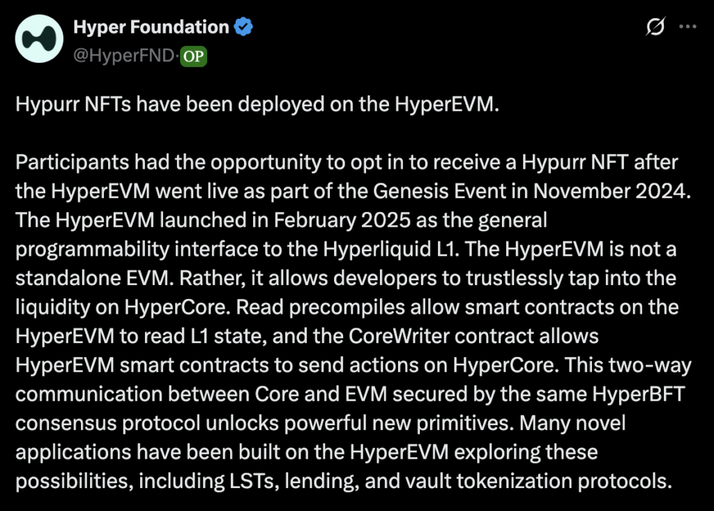 سعر عملة Hyperliquid المشفرة يستهدف 50 دولارًا مع بدء تشغيل Hypurr NFTs image 0