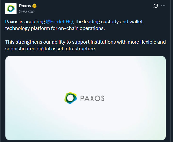 ステーブルコイン発行体PaxosがFordefiを買収し、機関投資家のDeFiアクセス強化 image 1
