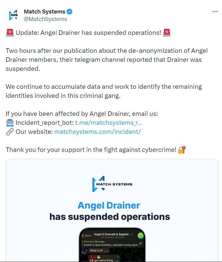 Angel Drainer, как сообщается, отключается после того, как разработчики были идентифицированы image 0