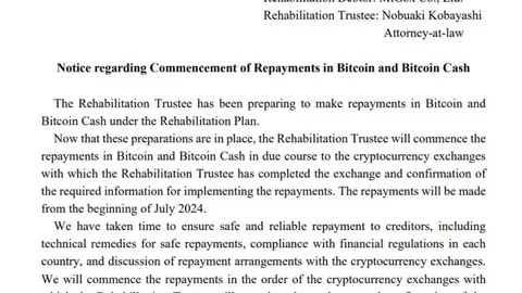 Mt. Gox to begin Bitcoin and BCH repayments next month