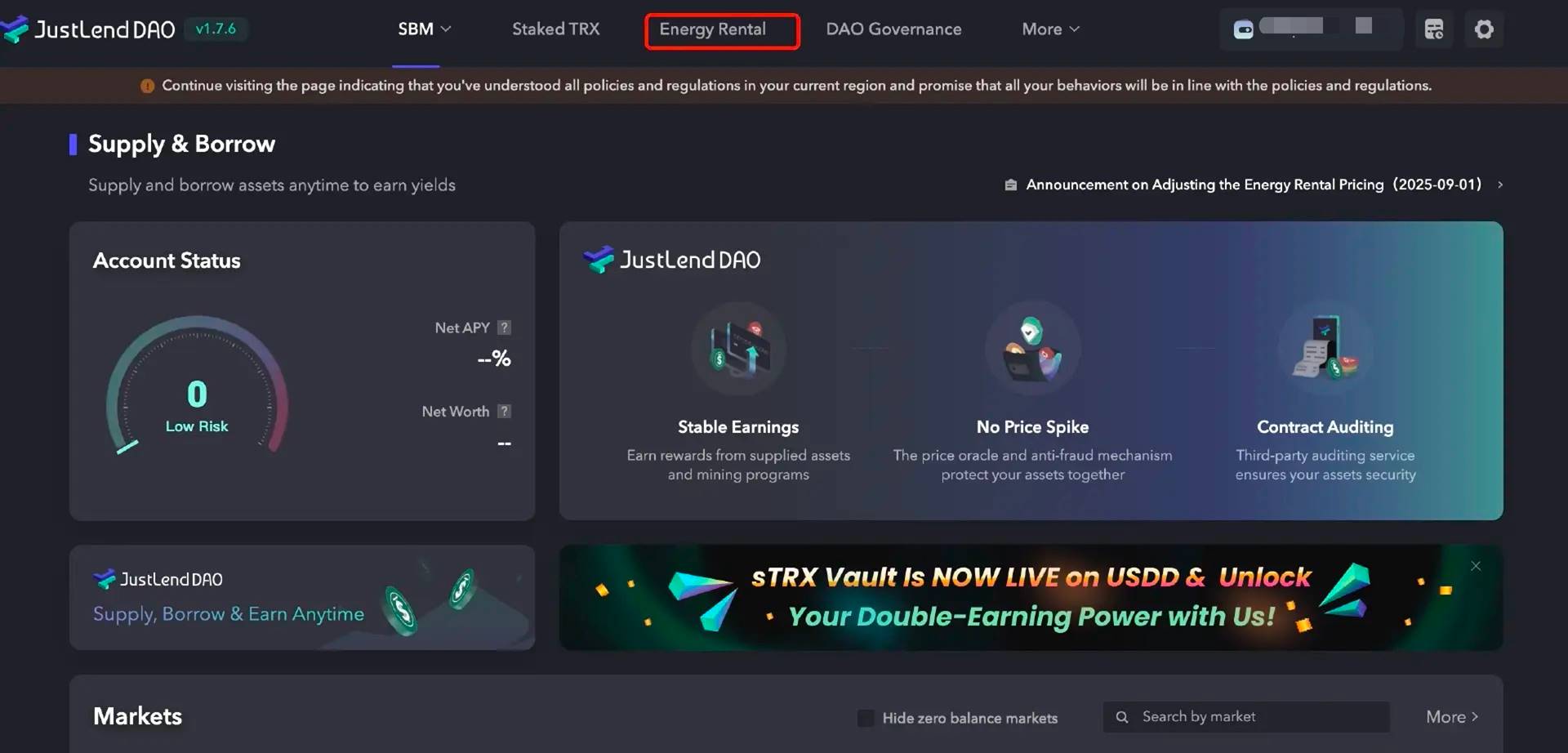 JustLend DAO Energy Leasing Tutorial | Energy Leasing Fee Significantly Reduced to 8%, TRON Lowers Fees Across the Board to Help Users Participate in the Ecosystem at Lower Costs image 1