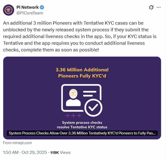 Pi Network sbloccherà più casi KYC provvisori tramite un nuovo processo automatizzato image 0