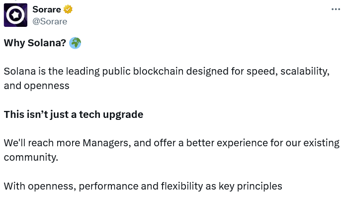 Sorare執行長即使「升級」至Solana,仍對Ethereum持樂觀態度 image 1