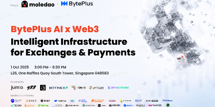 Moledao × BytePlus联合主办：TOKEN2049重磅周边活动"BytePlus AI x Web3"10月1日新加坡举行