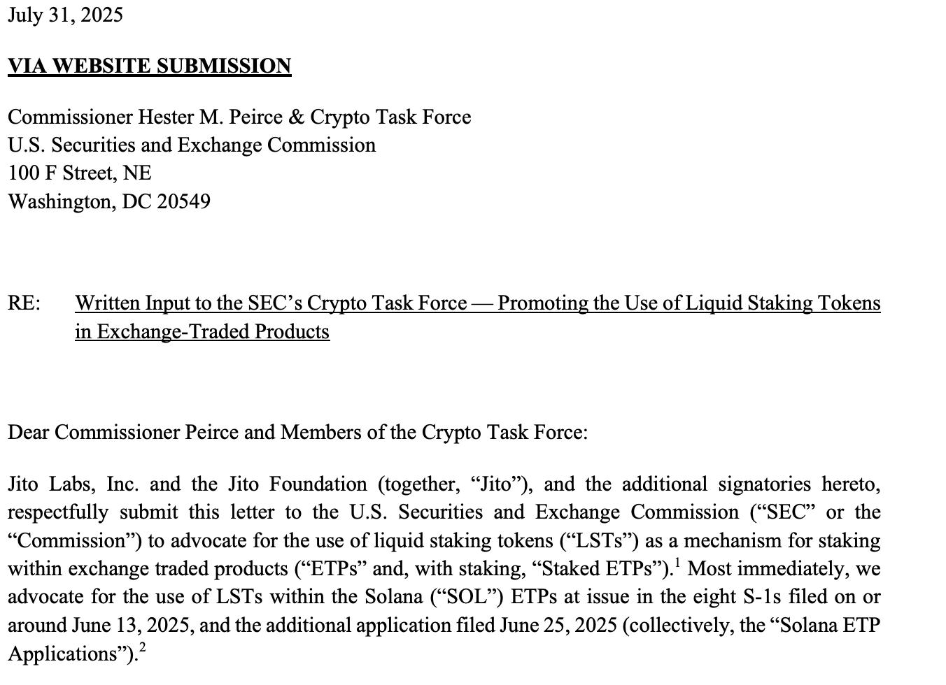 Solana Stakeholders Urge SEC to Approve Liquid Staking for ETPs Amid Regulatory Uncertainty image 0