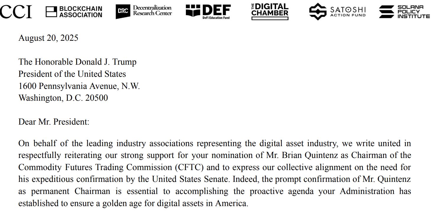 Crypto Lobby Groups Rally Behind Brian Quintenz as CFTC Chair Nomination Stalls image 0