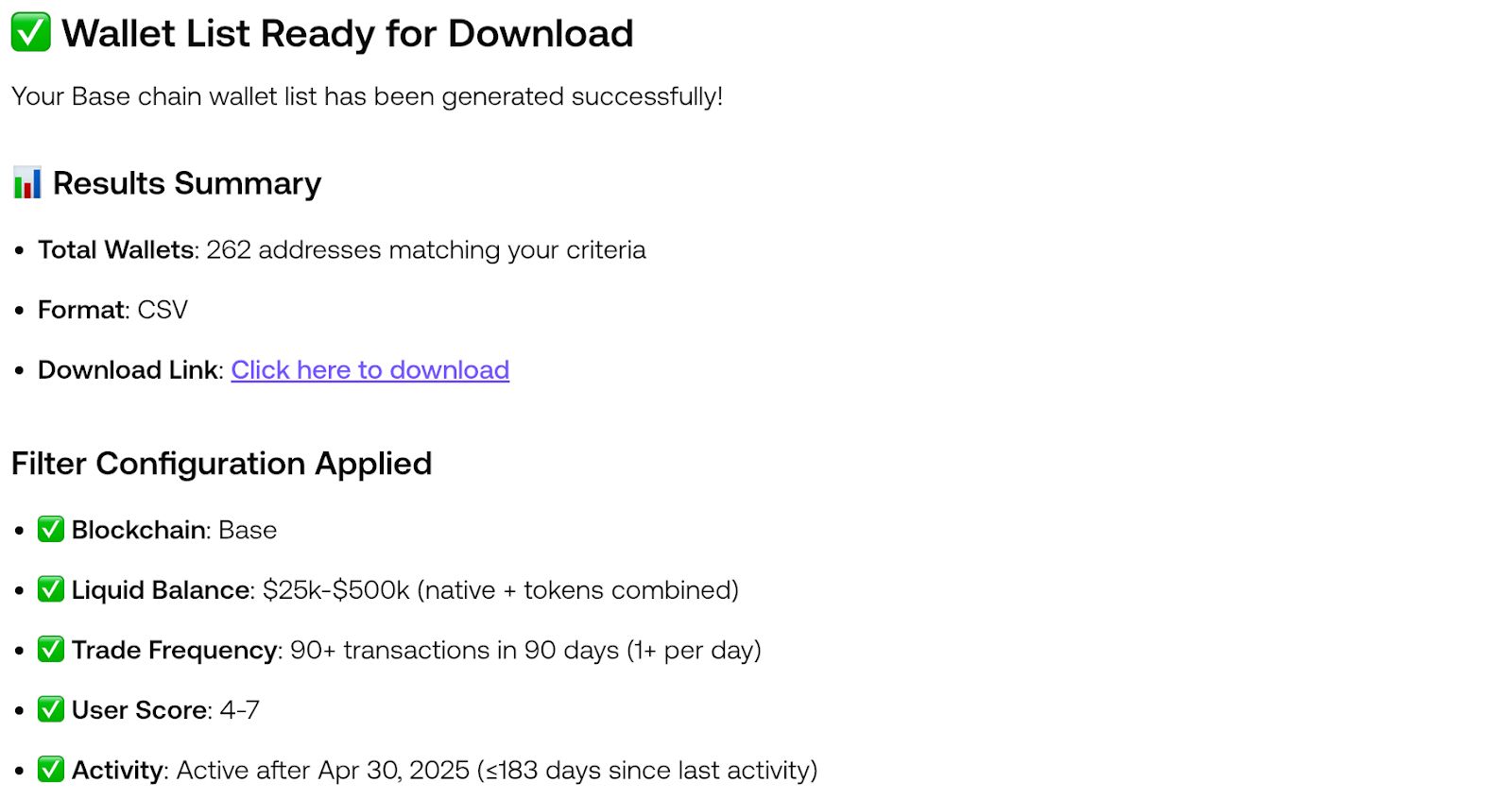 Spindl uchun Wallet Targeting Agent: Yuqori qiymatli foydalanuvchilarni osonlik bilan faollashtiring image 8