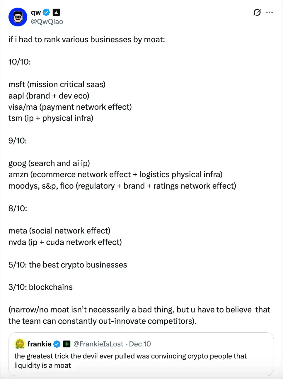 パブリックブロックチェーンの「堀」はわずか3つだけ?Alliance DAO創設者のコメントが暗号コミュニティで議論を呼ぶ image 0