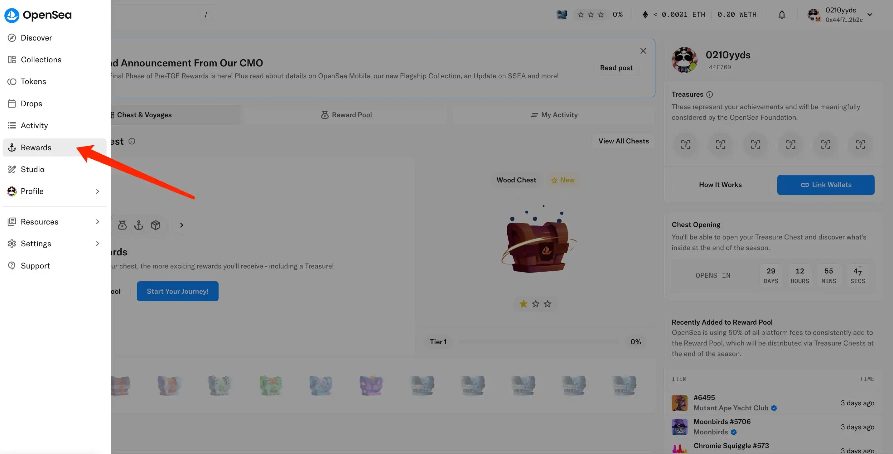 OpenSeaのトークン発行間近：最後の報酬タスクのインタラクションを手取り足取り解説 image 0